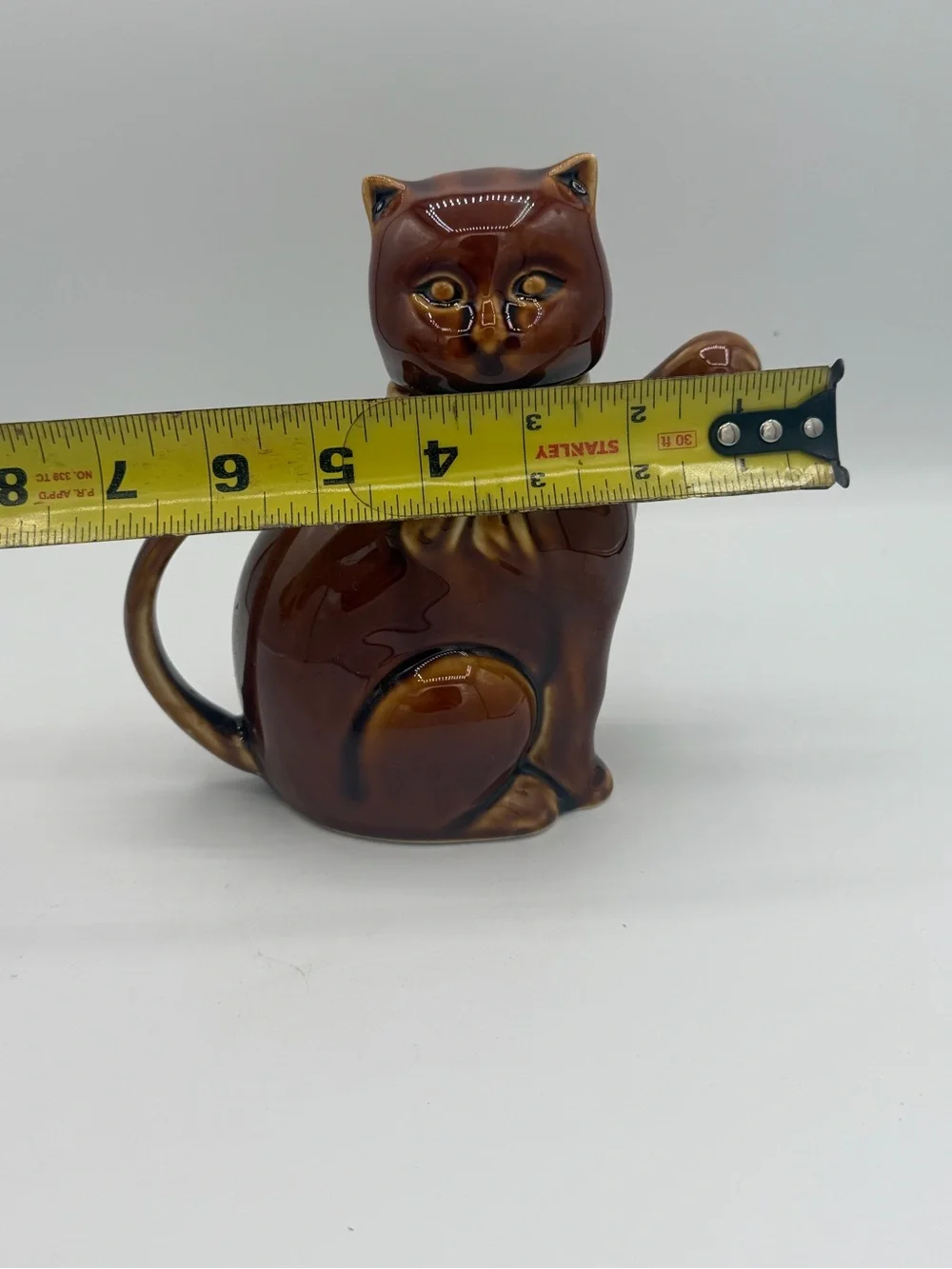 VTG Katoomie Lucky Cat Kitten Brown Glazed Porcelain Teapot Paw Spout China